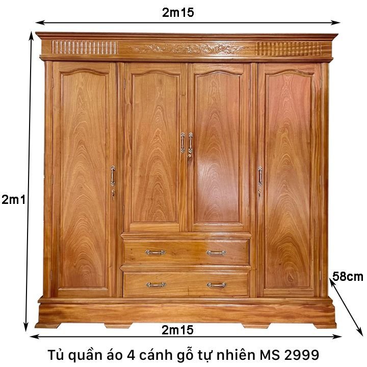 Kích thước tủ quần áo 4 cánh gỗ tự nhiên Kích thước tủ quần áo 4 cánh gỗ tự nhiên