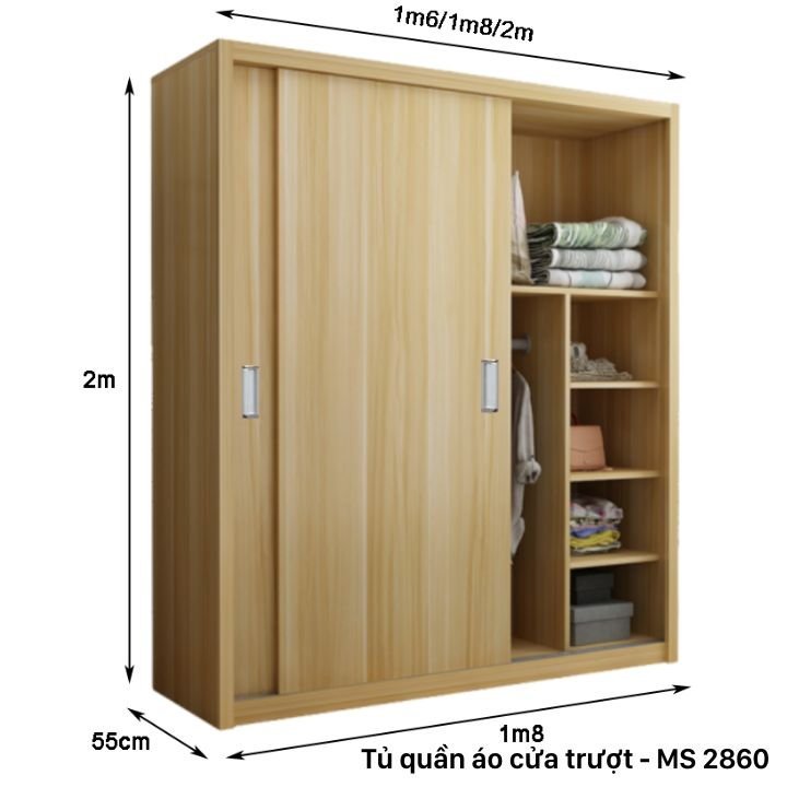 Kích thước tủ quần áo cửa trượt 1m8 Kích thước tủ quần áo cửa trượt 1m8