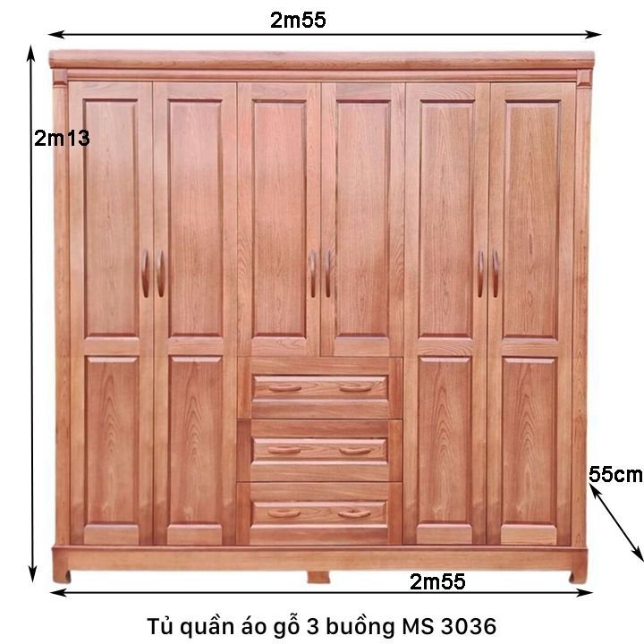 Kích thước tủ quần áo 3 buồng gỗ xoan đào Kích thước tủ quần áo 3 buồng gỗ xoan đào