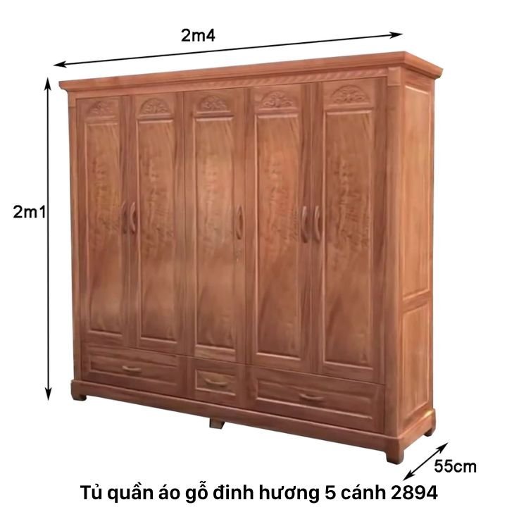 Kích thước tủ quần áo gỗ đinh hương 5 cánh Kích thước tủ quần áo gỗ đinh hương 5 cánh