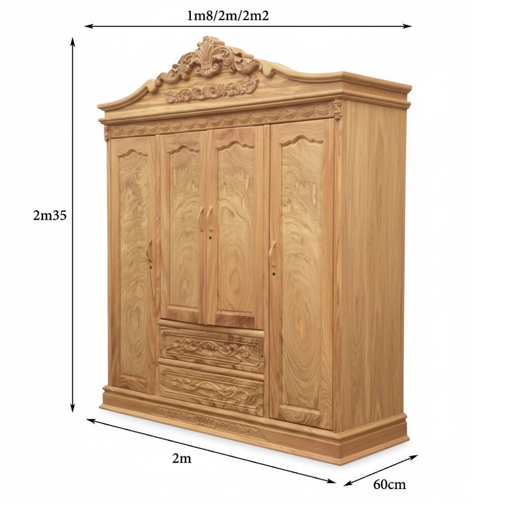 Tủ quần áo gỗ gõ đỏ MS 3298
