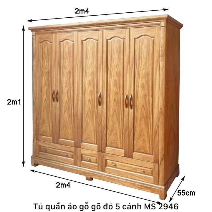 Kích thước tủ quần áo gỗ gõ đỏ 5 cánh Kích thước tủ quần áo gỗ gõ đỏ 5 cánh