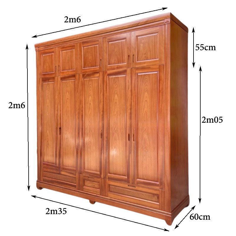 Kích thước tủ quần áo 5 cánh 2 tầng Kích thước tủ quần áo 5 cánh 2 tầng