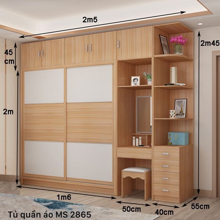 Kích thước tủ quần áo liền bàn trang điểm Kích thước tủ quần áo liền bàn trang điểm