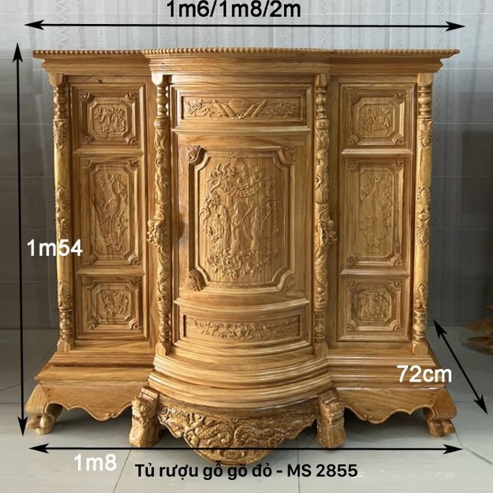 Tủ thờ gỗ gõ đỏ 1m8 MS 2855 | GIAO HỎA TỐC TPHCM