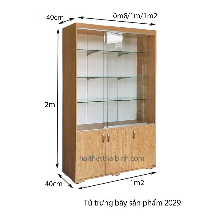 Bản vẽ kích thước tủ trưng bày sản phẩm gỗ MDF