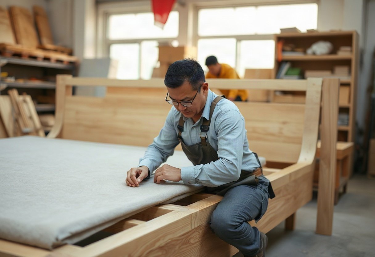 Kiểm tra chất liệu giường gỗ công nghiệp