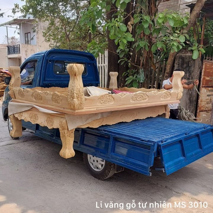 Li văng sập gỗ xoan đàon tự nhiên Đi văng gỗ xoan đào MS 3010 - nhìn tổng thể