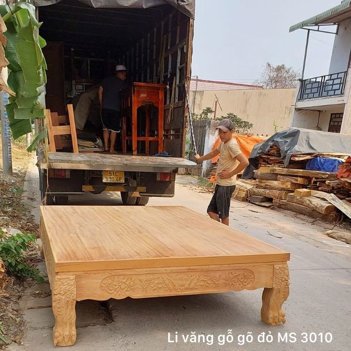 Li văng gỗ gõ đỏ tự nhiên Đi văng gỗ xoan đào MS 3010 - bề mặt hoàn thiện