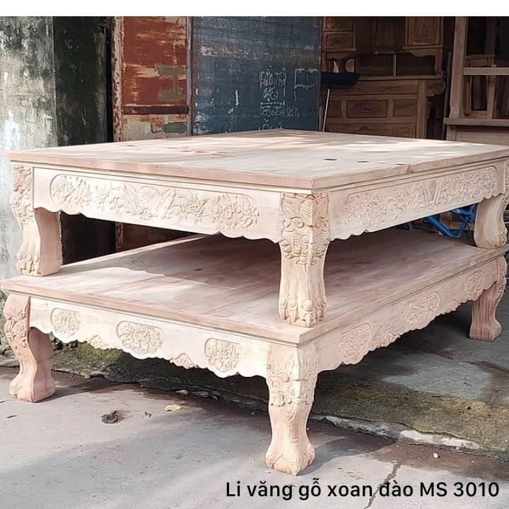 Li văng sập gỗ xoan Đi văng gỗ xoan đào MS 3010 - góc nghiêng