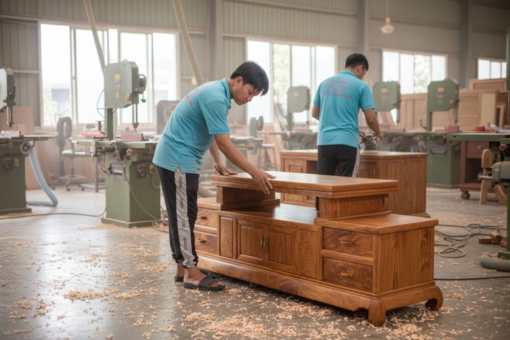 Kệ tivi gỗ Hương Đá tự nhiên MS 3353 - bề mặt hoàn thiện