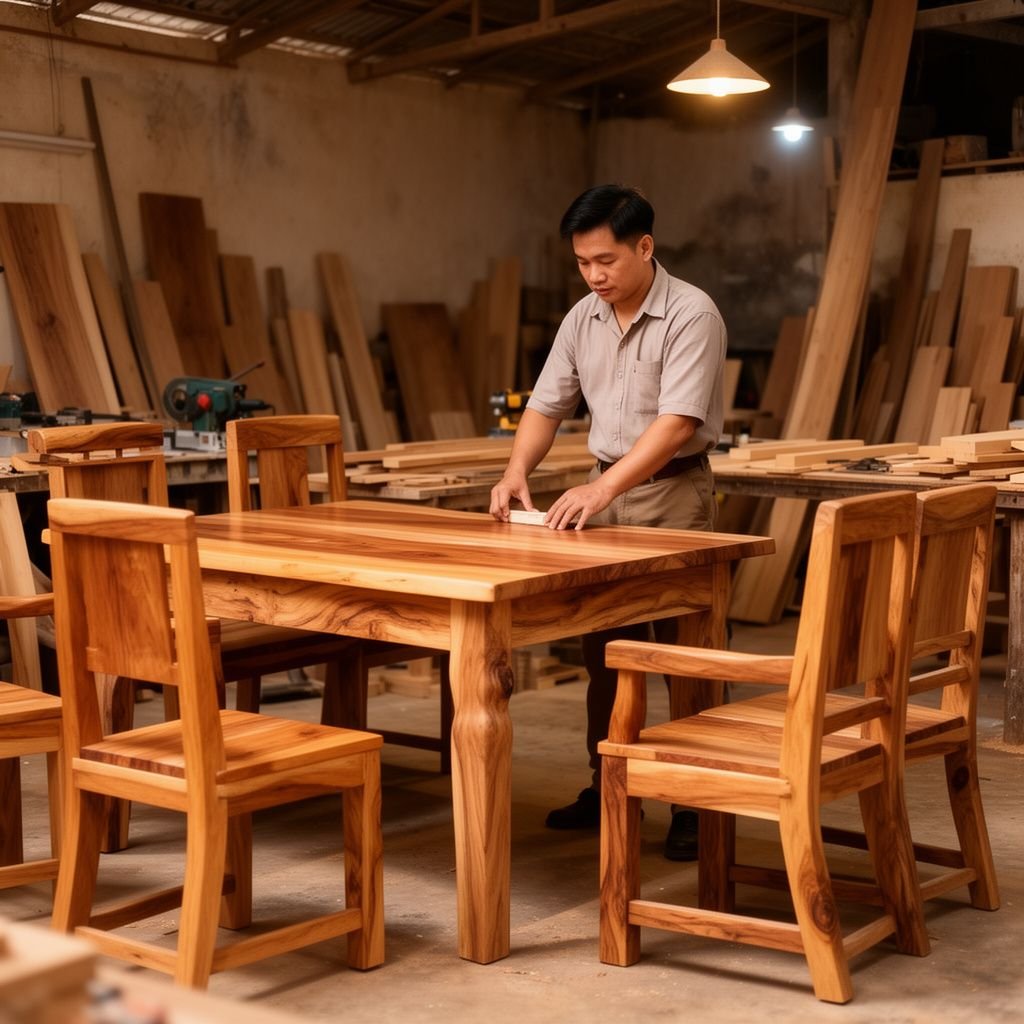 Yếu tố nào cần lưu ý khi chọn gỗ đóng bàn ghế nguyên khối? - Đồ Gỗ Thái Bình