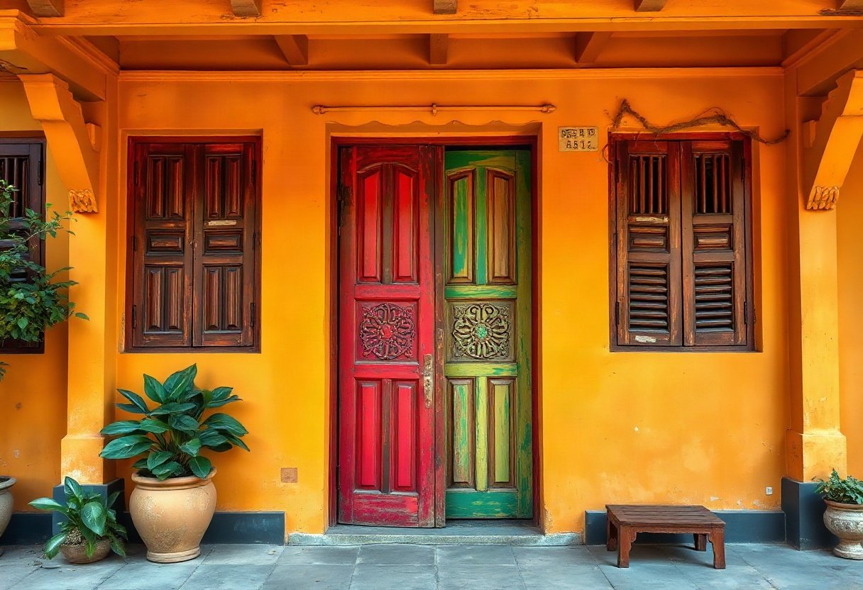 Màu sắc cửa chính hài hòa