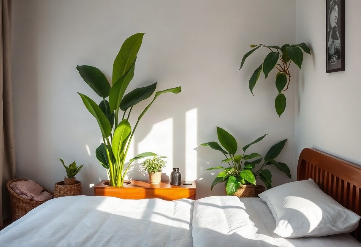 Phòng ngủ thoáng với cây xanh