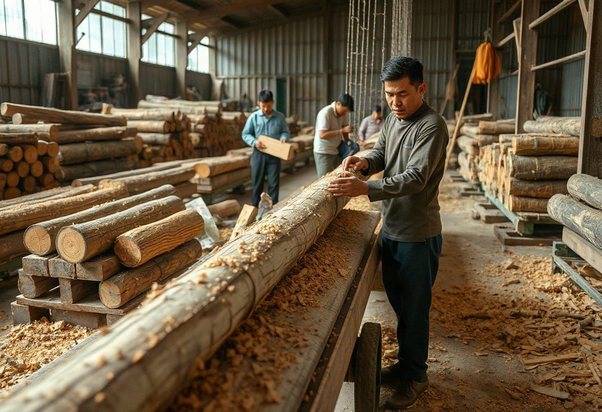 Quá trình khai thác và sản xuất gỗ bời lời