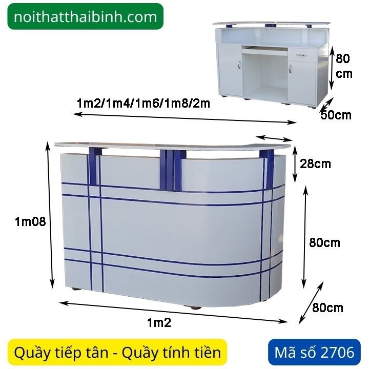 Kích thước quầy tiếp tân đẹp giá rẻ
