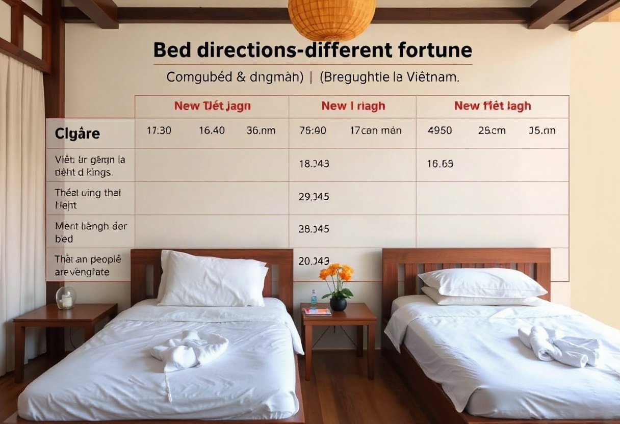 So sánh hướng giường theo từng mệnh