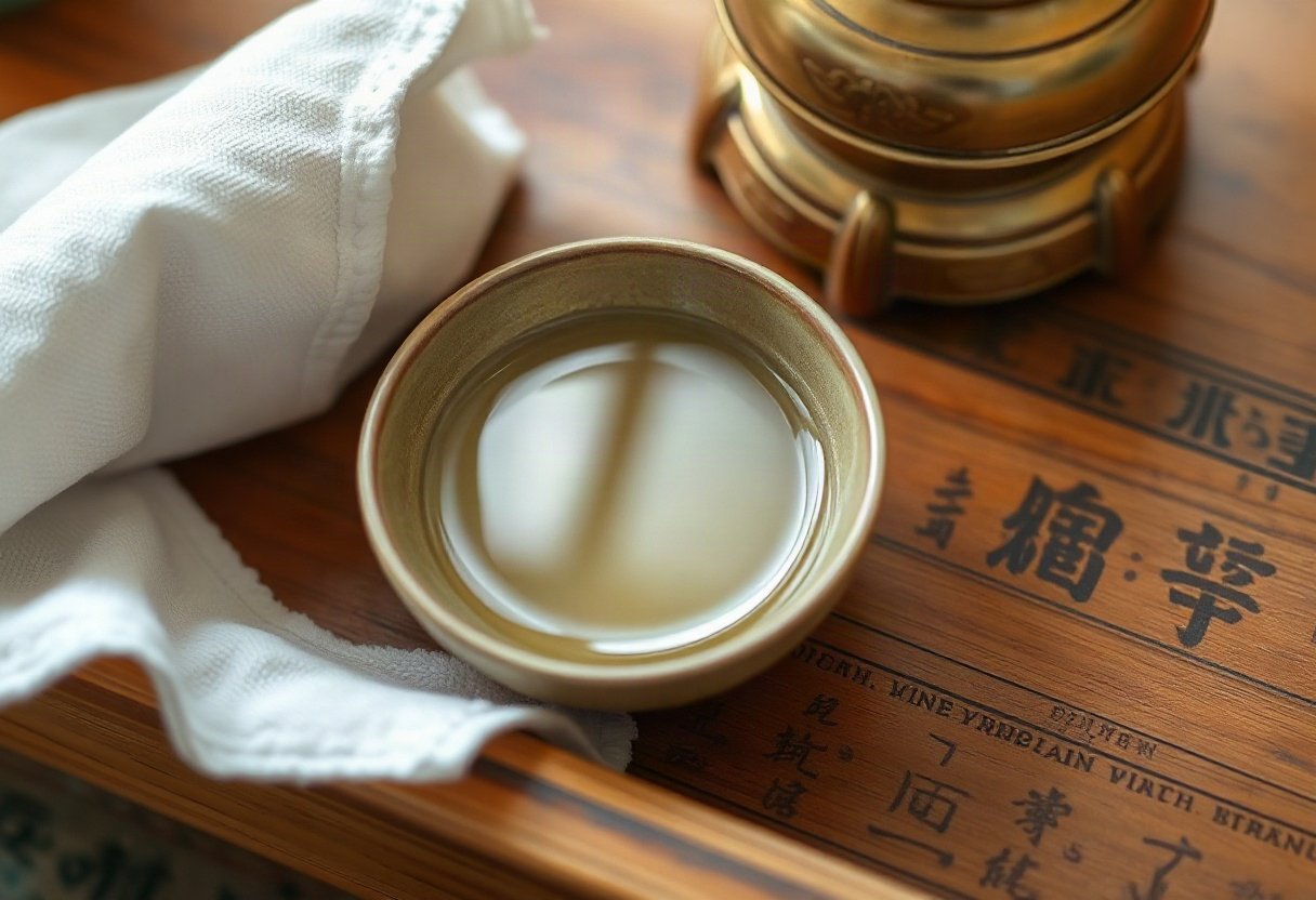 Sử dụng nước ấm pha giấm để lau bàn thờ