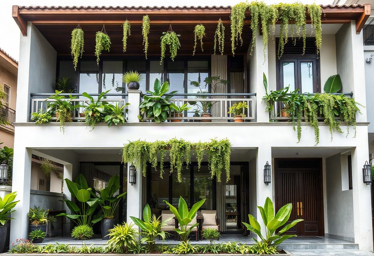 Thiết kế ngoại thất kết hợp cây xanh