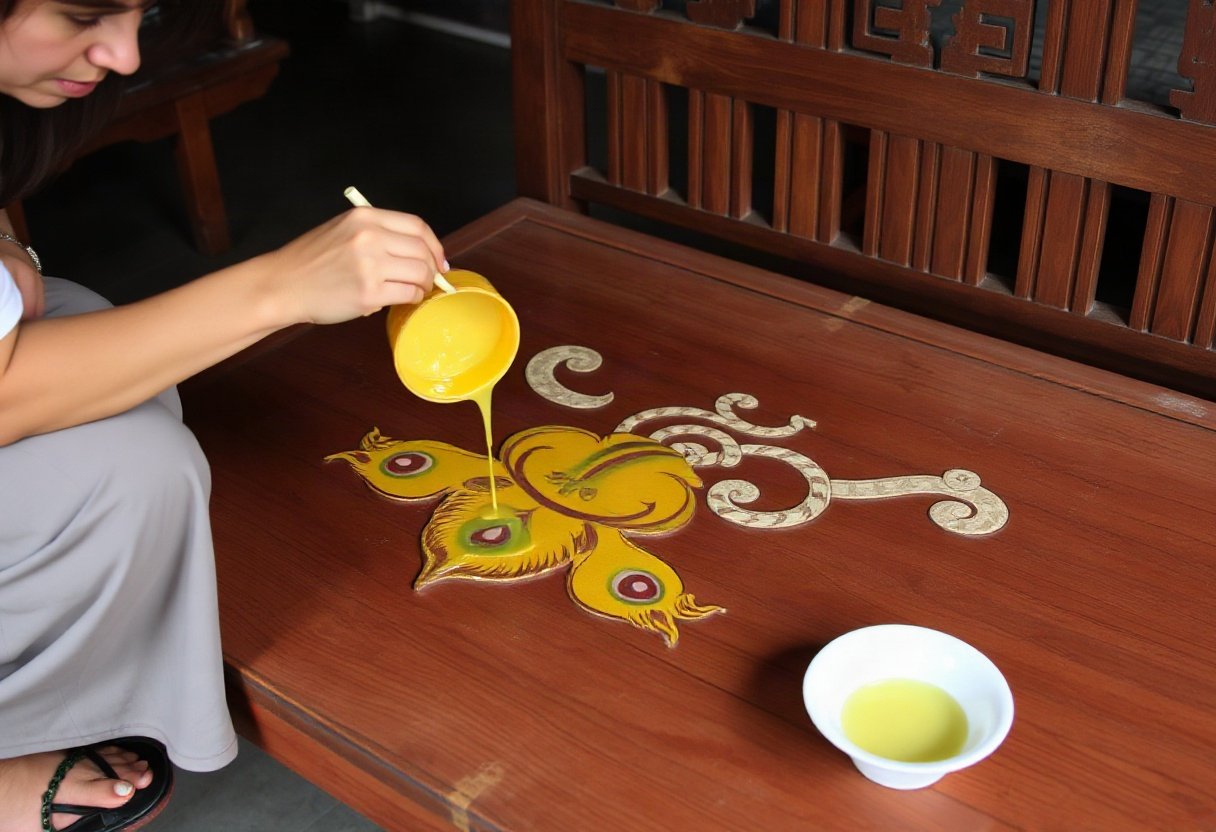 Thoa sáp bảo vệ giường gỗ đuôi công