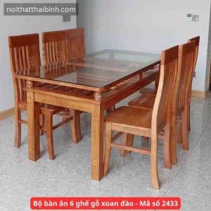 Bộ bàn ăn 6 ghế gỗ xoan đào