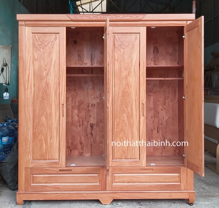 Tủ áo gỗ tự nhiên vân đinh hương MS 2087
