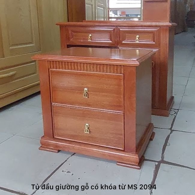 Tủ đầu giường gỗ tự nhiên có khóa từ MS 3094 | GIAO HỎA TỐC TPHCM