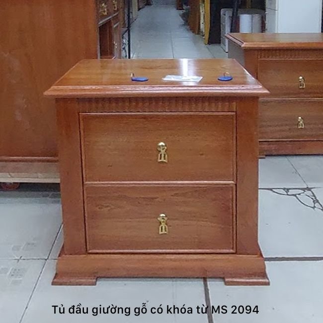 Tủ đầu giường gỗ tự nhiên có khóa từ MS 3094 | GIAO HỎA TỐC TPHCM