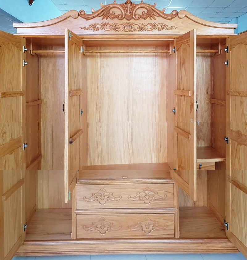 Tủ áo gõ đỏ tự nhiên Tủ áo gõ đỏ tự nhiên