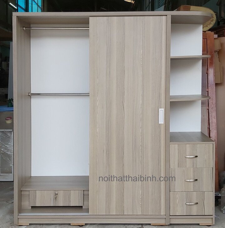 Tủ quần áo cánh lùa hiện đại MS 1233 - kỹ thuật đóng mộng chắc chắn