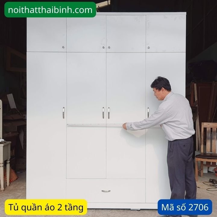 Mẫu tủ quần áo 2 tầng