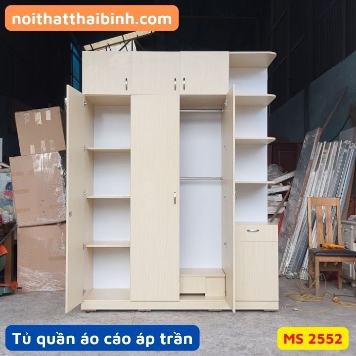 Tủ quần áo cao áp trần 1m8 tối ưu diện tích phòng ngủ