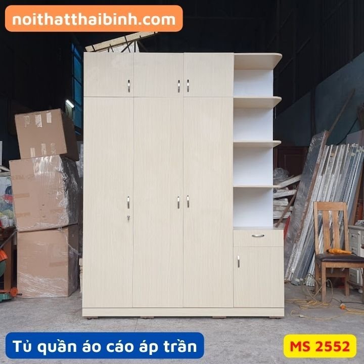 Tủ quần áo cao áp trần 1m8 tối ưu diện tích phòng ngủ