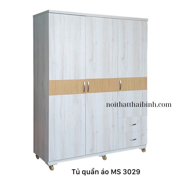 Thiết kế bên trong tủ quần áo 3 cánh hiện đại Tủ quần áo 3 cánh 1m6 MS 3029 - chi tiết vân gỗ tự nhiên
