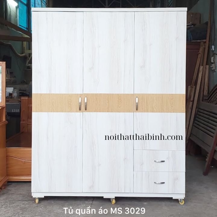 Tủ quần áo 3 cánh 1m6 MS 3029 gỗ MDF lõi xanh Tủ quần áo 3 cánh 1m6 MS 3029 - đóng tại xưởng Thái Bình TPHCM