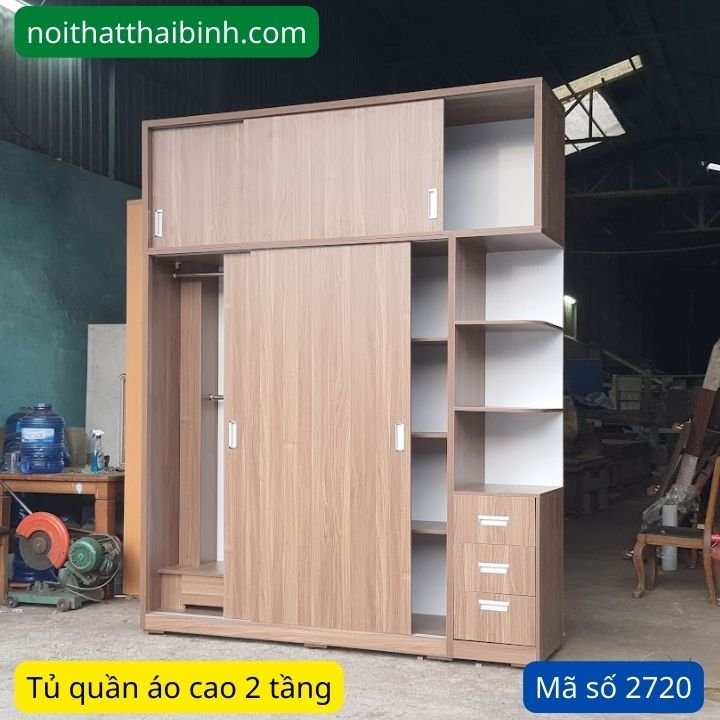 Tủ quần áo 2 tầng hiện đại