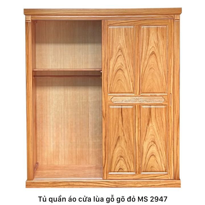 Tủ quần áo cửa lùa gỗ gõ đỏ Tủ quần áo cửa lùa gỗ tự nhiên vân gõ MS 2947 - chi tiết vân gỗ tự nhiên