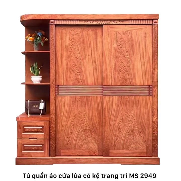 Tủ quần áo gỗ cửa lùa có kệ trang trí đẹp Tủ quần áo gỗ cửa lùa có kệ trang trí đẹp