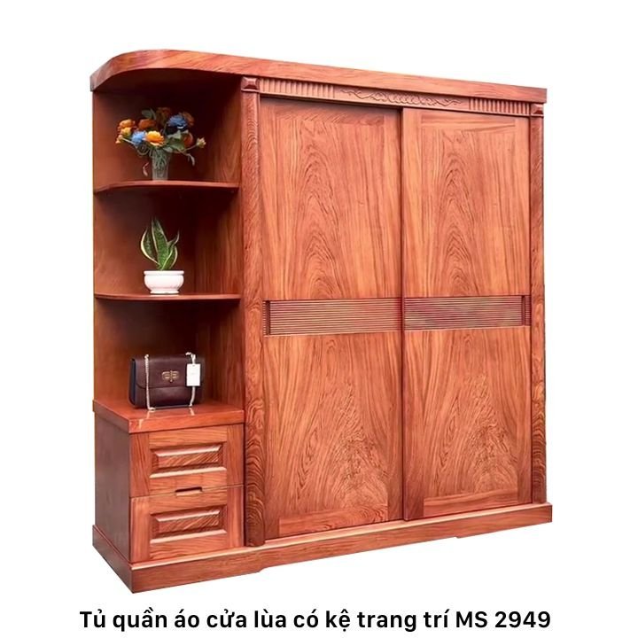 Tủ quần áo gỗ cửa lùa có kệ trang trí cao cấp Tủ quần áo gỗ cửa lùa có kệ trang trí cao cấp