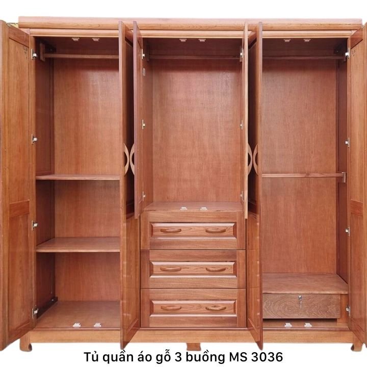 Tủ quần áo 3 buồng gỗ xoan đào Tủ quần áo 3 buồng gỗ xoan đào