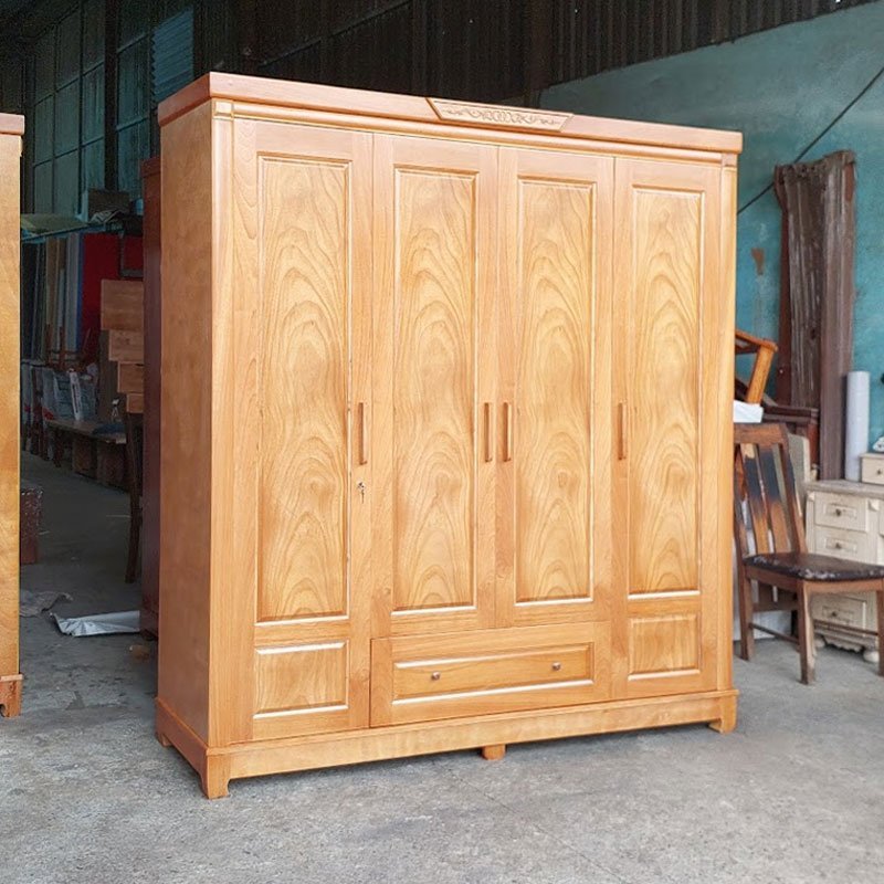 Tủ quần áo gỗ 4 cánh MS 3292 - kỹ thuật đóng mộng chắc chắn