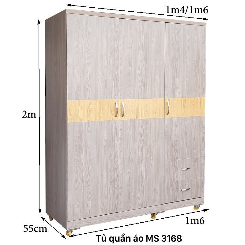 Kích thước tủ áo gỗ công nghiệp chống trầy