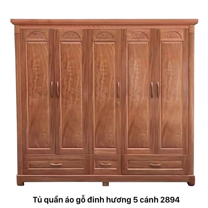 Tủ Quần áo Gỗ Đinh Hương mẫu 5 cánh Tủ Quần áo Gỗ Đinh Hương mẫu 5 cánh