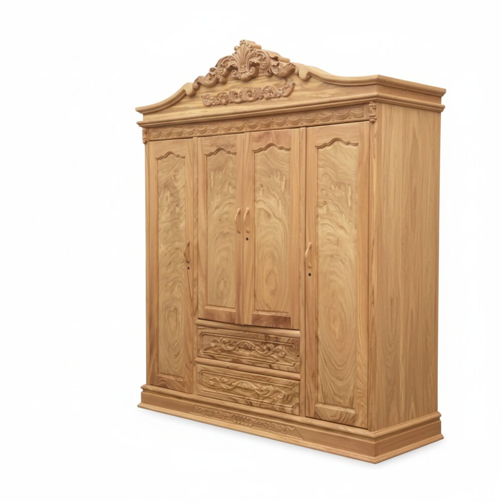 Tủ quần áo gỗ gõ đỏ MS 3298 - bề mặt hoàn thiện
