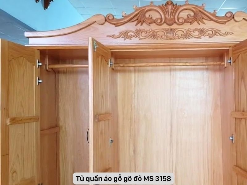 Tủ áo gõ đỏ tự nhiên Tủ áo gõ đỏ tự nhiên
