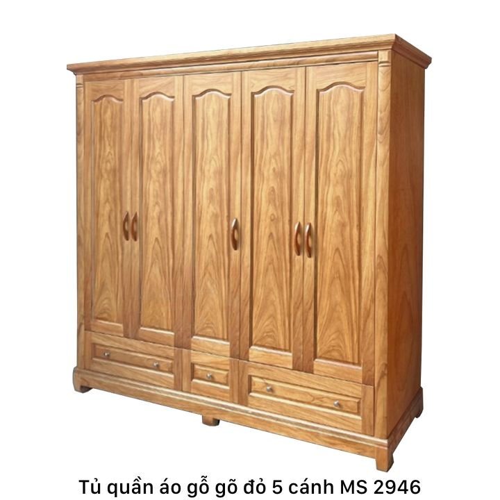 Tủ quần áo gỗ gõ đỏ 5 cánh Tủ quần áo gỗ gõ đỏ 5 cánh