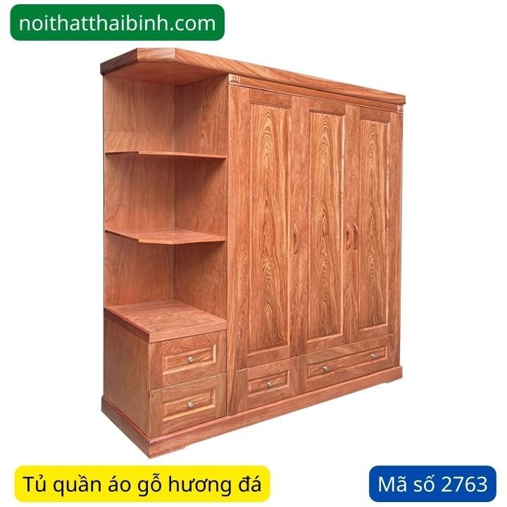 Tủ quần áo gỗ hương đá MS 2763
