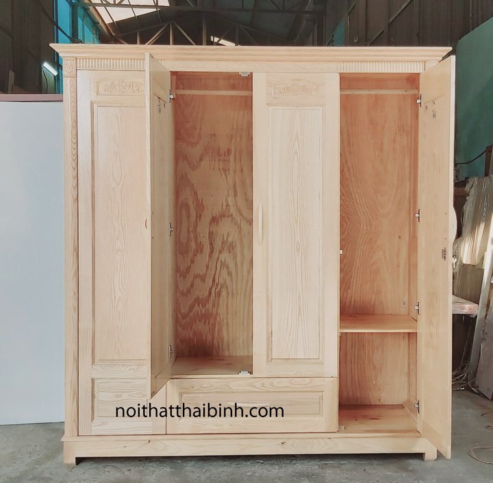 Tủ quần áo gỗ sồi 4 cánh Tủ quần áo gỗ sồi 4 cánh 2094 - nhìn tổng thể