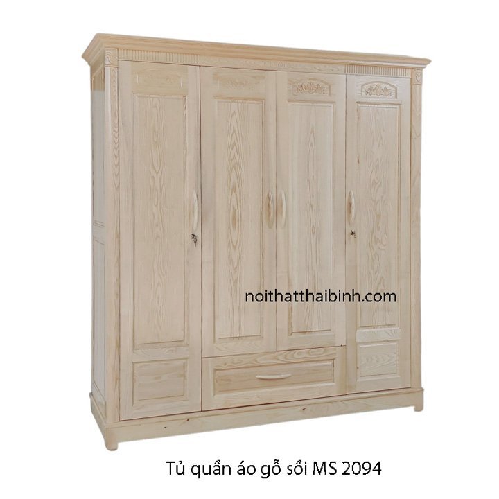 Tủ quần áo gỗ sồi 4 cánh Tủ quần áo gỗ sồi 4 cánh 2094 - chi tiết vân gỗ tự nhiên
