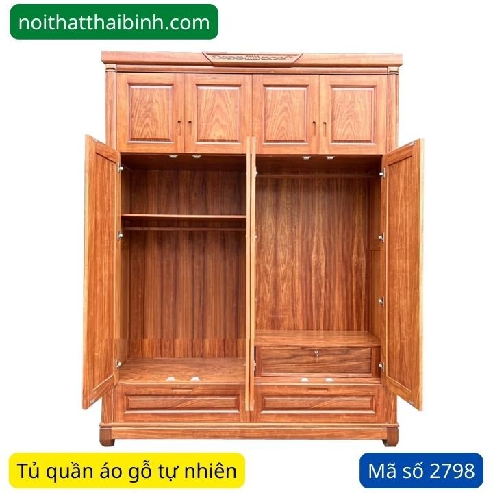 Tủ quần áo gỗ cẩm vân Nam Phi MS 2798